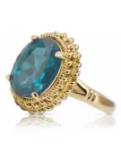 Пръстен Винтидж крафт Аквамарин 14K жълто злато vrc068y